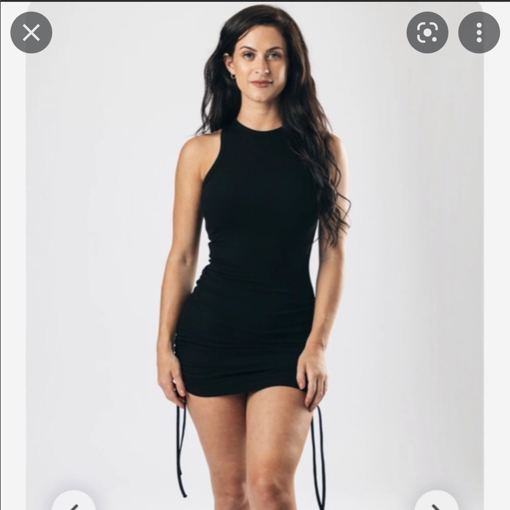 Alphalete monarch ribbed tank dress in black/small